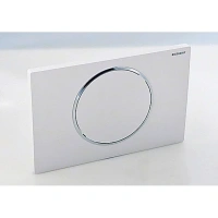 Клавиша Geberit Sigma Type 10 115.758.KK.5, одинарный смыв, рамка-белая/кнопка-белая/кольцо-золото - Gidratop.ru изображение