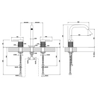 GESSI 316 смеситель для раковины на 3 отверстия, без донного клапана, излив 156мм, h=201мм, цвет: steel brushed - Gidratop.ru изображение