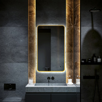 Зеркало ABBER See AG6112SCG с подсветкой, бесконтактный выключатель, диммер, золото - Gidratop.ru изображение