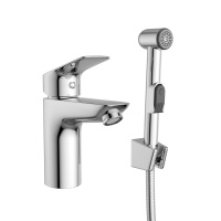 DUE Смеситель для раковины без донного клапана с гигиеническим душем, хром DUE-LVM/HGN-CRM-W0 - Gidratop.ru изображение