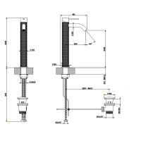 GESSI 316 смеситель для раковины на 1 отверстие, высокий, h=305мм, с донным клапаном, излив 123мм, цвет: steel brushed - Gidratop.ru изображение