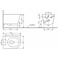TOTO GP Унитаз подвесной 540*380*335мм, безобоковый, смыв 4,5л, CeFiONtect, цвет:  белый - Gidratop.ru изображение