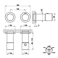 GESSI HABITO DIAMANTATO смеситель настенный встраиваемый, термостатический, с переключателем на 3 положения, внешняя часть, цвет Copper Brushed PVD - Gidratop.ru изображение