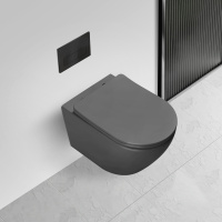 Унитаз подвесной Globo VT1-14TMA Tornado, цвет антрацит матовый, ультратонкое soft-close сиденье - Gidratop.ru изображение