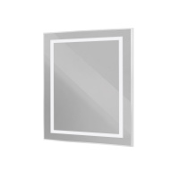 Зеркало в алюминиевой раме со встроенным светильником и сенсорным выключателем по периметру рамы, SPC-KRAFT-800-800-SENS-AL, 800x800x32 мм - Gidratop.ru изображение