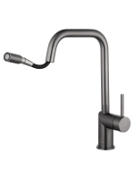 Смеситель для кухни с выдвижным изливом WONZON & WOGHAND, Темный графит (WW-6018-BGG) - Gidratop.ru изображение