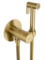 Смеситель с гигиеническим душем и термостатом встраиваемый WONZON & WOGHAND, Брашированное золото (WW-88829909-BG) - Gidratop.ru изображение