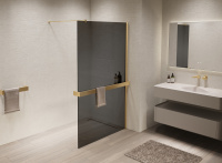 Душевая перегородка Walk-In VSW-1HR900CGG, 900*2000, матовый золотой, стекло тонированное - Gidratop.ru изображение