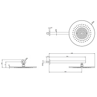 GESSI 316 верхний душ шарнирная для настенного крепления на 1/2, Oslash;350мм, цвет: brushed black metal pvd - Gidratop.ru изображение