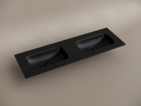 Раковина накладная мебельная CERAMICANOVA Grace прямоугольная 1410x457x137 с двумя чашами без отверстий под смеситель цвет черный матовый CN7022MBwx - Gidratop.ru изображение