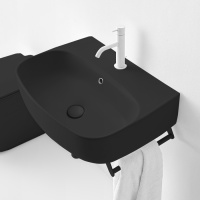 Раковина 60х45 см, 1 отв., подвесная/накладная, цвет: чёрный матовый - Gidratop.ru изображение
