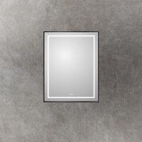 Зеркало в алюминиевой раме со встроенным светильником, сенсорным выключателем и подогревом, SPC-KRAFT-700-900-LED-TCH-WARM-NERO, 700x32x900 мм - Gidratop.ru изображение