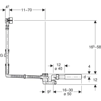 Слив-перелив Geberit для ванны, с наливом, удлинённый, хром глянцевый, 150.711.21.1 - Gidratop.ru изображение
