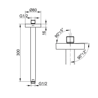 Держатель верхнего душа Keuco Elegance 51689370300, 30 см, потолочный, цвет черный матовый - Gidratop.ru изображение