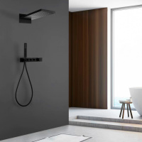 Душевая система ABBER Rund AF8752B скрытого монтажа без излива, термостат, черная матовая - Gidratop.ru изображение