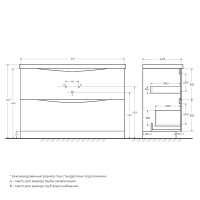 MARINO База под раковину напольная с двумя выкатными ящиками, Bianco Lucido, 1200x450x805, MARINO-1200-2C-PIA-BL-P - Gidratop.ru изображение