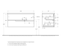 DUET-N База под раковину подвесная с двумя выкатными ящиками, правосторонняя, Bianco Lucido, 1000x457x500, DUET-N-1000-2C-SO-BL-R - Gidratop.ru изображение