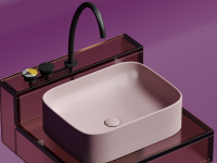 Умывальник чаша накладная прямоугольная (цвет Розовый Матовый) Element 505x380x150мм - Gidratop.ru изображение