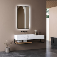 Зеркало ABBER See AG6102SCB с подсветкой, бесконтактный выключатель, диммер, черный - Gidratop.ru изображение