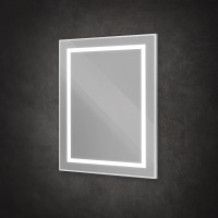 Зеркало в алюминиевой раме со встроенным светильником и сенсорным выключателем по периметру рамы, SPC-KRAFT-700-800-SENS-AL, 700x800x32 мм - Gidratop.ru изображение