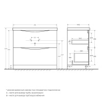 MARINO База под раковину напольная с двумя выкатными ящиками, Bianco Lucido, 900x450x805, MARINO-900-2C-PIA-BL-P - Gidratop.ru изображение