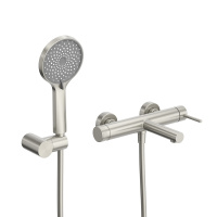 RELAX-VD-IN Смеситель для ванны и душа однорычажный в комплекте с ручным душем, шлангом и держателем, сатин - Gidratop.ru изображение