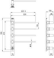 Полотенцесушитель электрический встраиваемый WONZON & WOGHAND MÜNCHEN, Темный графит (WW-A354-GM) - Gidratop.ru изображение