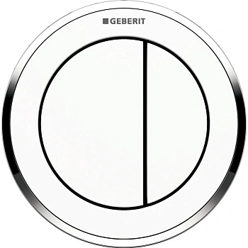Клавиша смыва Geberit Type 10 дистанционная, клавиша - белая, кольцо - глянцевый хром, 116.055.KJ.1