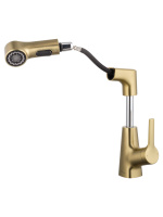 Смеситель для раковины с выдвижным изливом WONZON & WOGHAND, Брашированное золото (WW-121B108-BG) - Gidratop.ru изображение