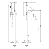 Gessi Rettangolo напольный смеситель для ванны с ручным душем (внешние части), цвет: Black XL - Gidratop.ru изображение