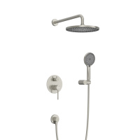 RELAX-DSET-IN Душевой комплект встраиваемый (смеситель встраиваемый, верхний душ, ручной душ со шлангом, штуцер с держателем), сатин - Gidratop.ru изображение