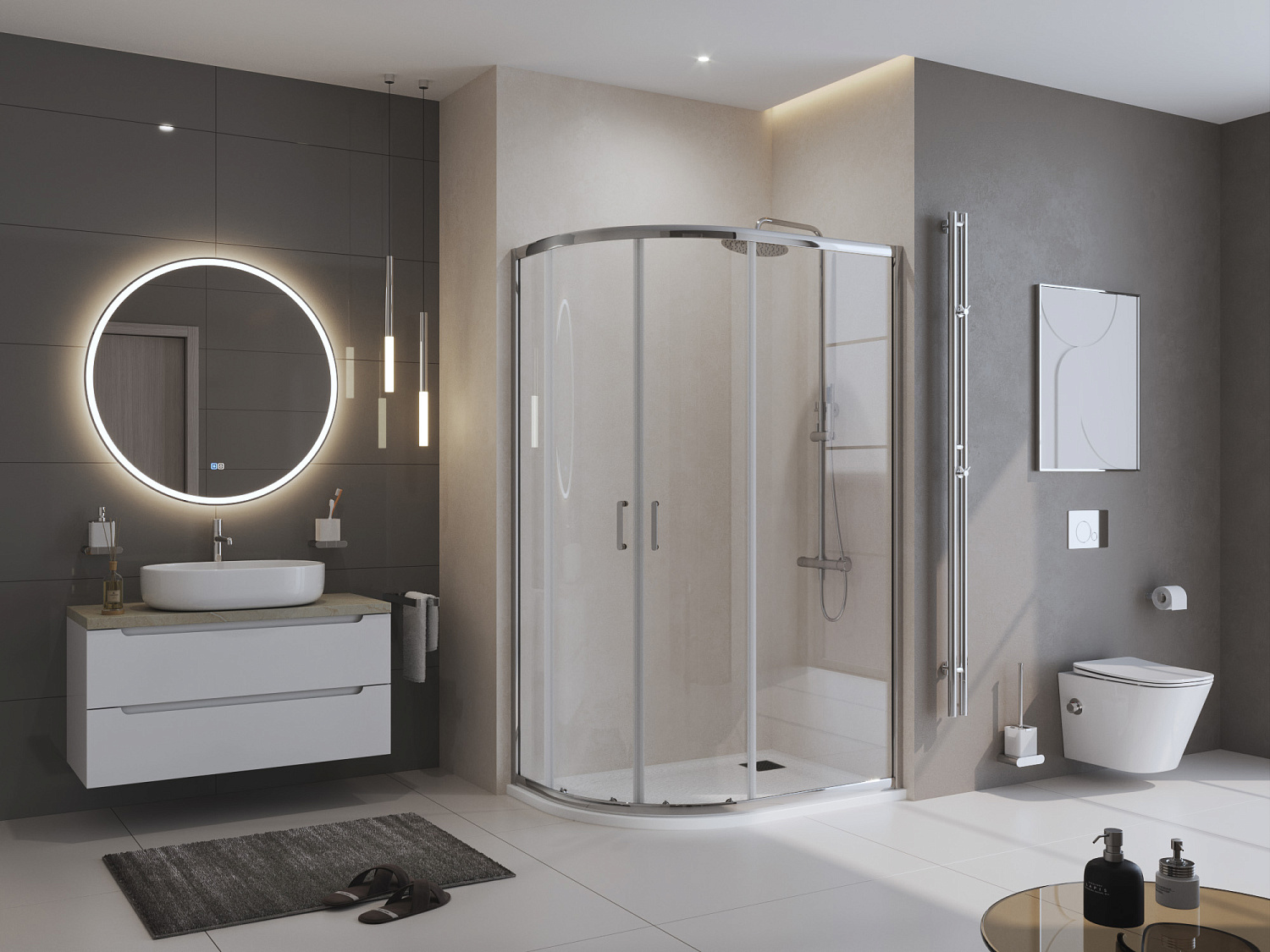 Душевой поддон из искусственного мрамора в комплекте с сифоном BelBagno UNO TRAY-MR-UNO-RH-120/90-550-35-W-R-NO