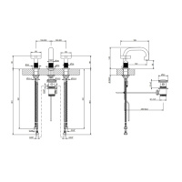 GESSI INCISO смеситель для раковины на 3 отверстия с донным клапаном, излив 140мм, h=145мм, цвет: nero XL - Gidratop.ru изображение