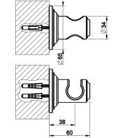 GESSI VENTI20 держатель фиксированный для душевой лейки, цвет Black Metal PVD - Gidratop.ru изображение