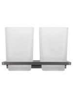 Два стакана для зубных щеток с держателем WONZON & WOGHAND ECLIPSE, Темный графит (WW-9128-GM) - Gidratop.ru изображение