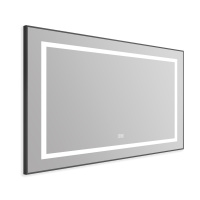 Зеркало в алюминиевой раме со встроенным светильником, сенсорным выключателем и подогревом, SPC-KRAFT-985-685-TCH-WARM-NERO, 985x32x685 мм - Gidratop.ru изображение