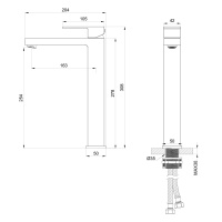 Смеситель для раковины высокий WONZON & WOGHAND CUBE, Черный матовый (WW-88239016-MB) - Gidratop.ru изображение