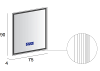 Зеркало с LED подстветкой, К6500, сенсорным выключателем Touch System, системой антизапотевания, с радио и реверсивнаятчиком температуры 45062, 75x90 см - Gidratop.ru изображение