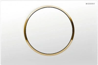 Клавиша Geberit Sigma Type 10 115.758.KK.5, одинарный смыв, рамка-белая/кнопка-белая/кольцо-золото - Gidratop.ru изображение