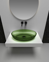 Раковина накладная прозрачная ABBER Kristall AT2801Emerald зеленая - Gidratop.ru изображение