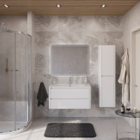 RELAX Шкаф подвесной с двумя распашными дверцами с доводчиками, с двумя полками, универсальный, Bianco Lucido, 400x300x1500, RELAX-1500-2A-SO-BL - Gidratop.ru изображение