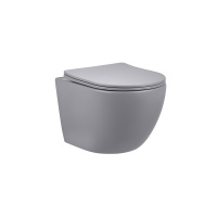 Унитаз подвесной Globo VT1-14SMG безободковый, цвет матовый серый, ультратонкое сиденье soft-close - Gidratop.ru изображение