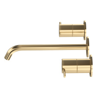 LEAF-BLI3L-20-L-SR Смеситель для раковины встраиваемый на три отверстия, длина излива 20 см, исполнение Sunrise - Gidratop.ru изображение