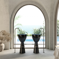 Раковина отдельностоящая прозрачная ABBER Kristall AT2703Onyx черная - Gidratop.ru изображение