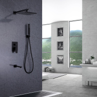 Душевая система ABBER Weiss Insel AF8017B скрытого монтажа с изливом, черная матовая - Gidratop.ru изображение