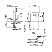 Смеситель Keuco Edition 400 51502130000 для раковины, с донным клапаном, цвет хром черный шлифованный - Gidratop.ru изображение