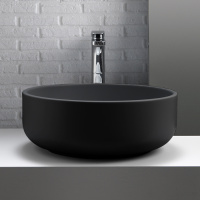 Раковина 46х17 см, без отв., накладная, без перелива, цвет: черный матовый - Gidratop.ru изображение