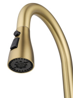 Смеситель для кухни с выдвижным изливом WONZON & WOGHAND, Брашированное золото (WW-121E201B-BG) - Gidratop.ru изображение