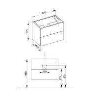 Тумба под раковину Keuco Plan 32963290000, 80 см, подвесная, 2 ящика, цвет инокс матовый петроль - Gidratop.ru изображение