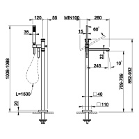 Gessi Eleganza напольный смеситель для ванны (внешние части), цвет: Antique Brass - Gidratop.ru изображение